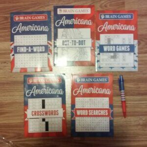 5 Books Word Games, Crosswords, Find A Word, Word Searches, Dot To Dot In Plasti